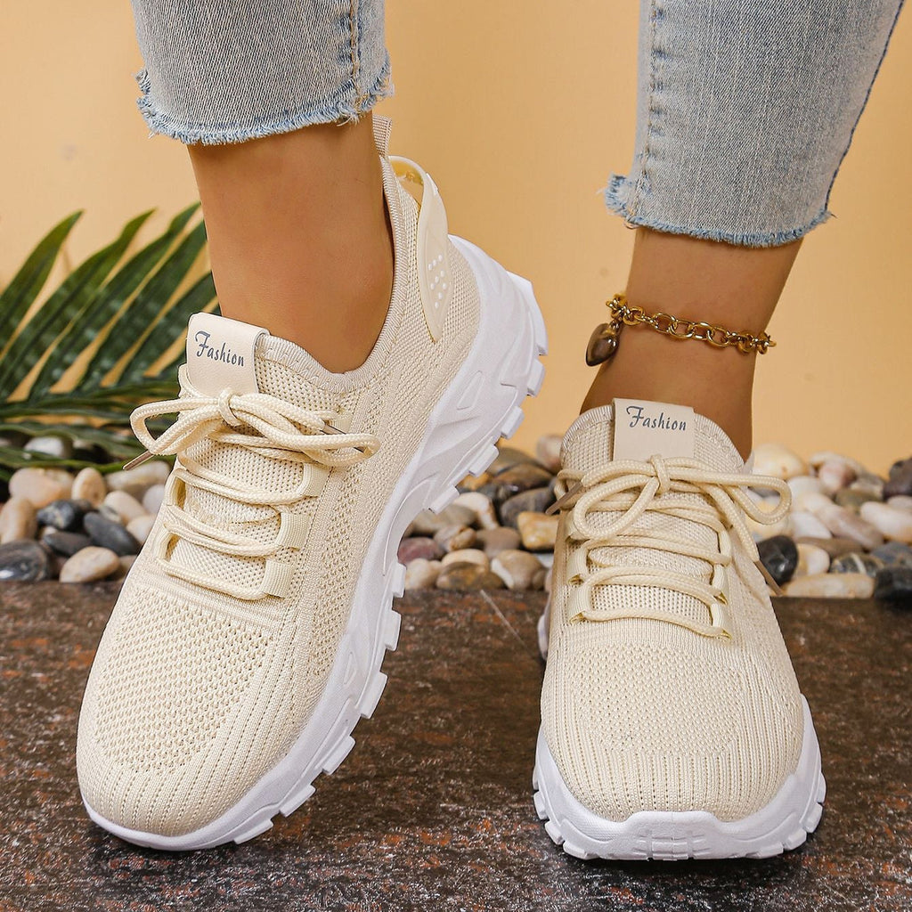 Lightweight Breathable Knit Chunky Sneakers – Women’s Platform Dad Shoes