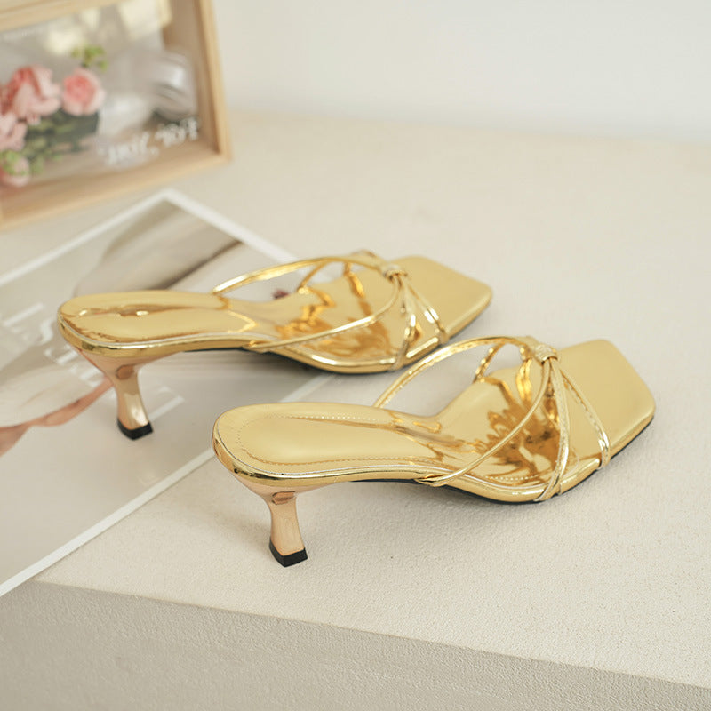 Square Toe Kitten Heel Mules with Bow Knot – 7CM Heel