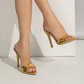 Sexy 11CM Stiletto Pointed Toe Mule Sandals – Metallic High Heel Slip-Ons
