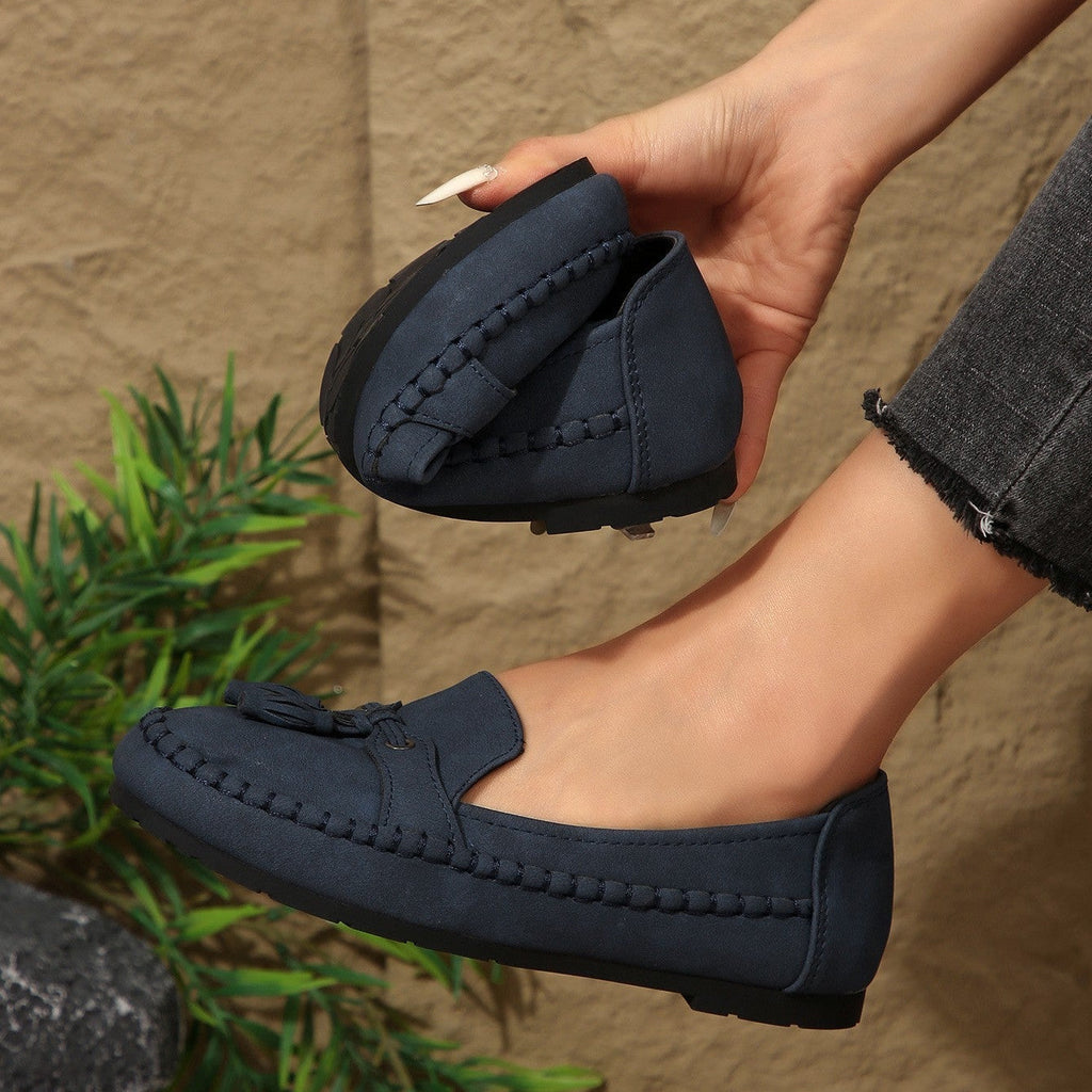 Casual Tassel Loafers for Women – Comfortable Suede Slip-On Flats