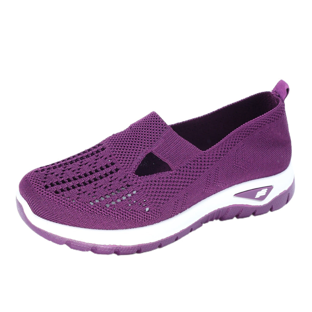 Breathable Knit Slip-On Sneakers Women - Lightweight Mesh Walking Shoes with Cutout Design