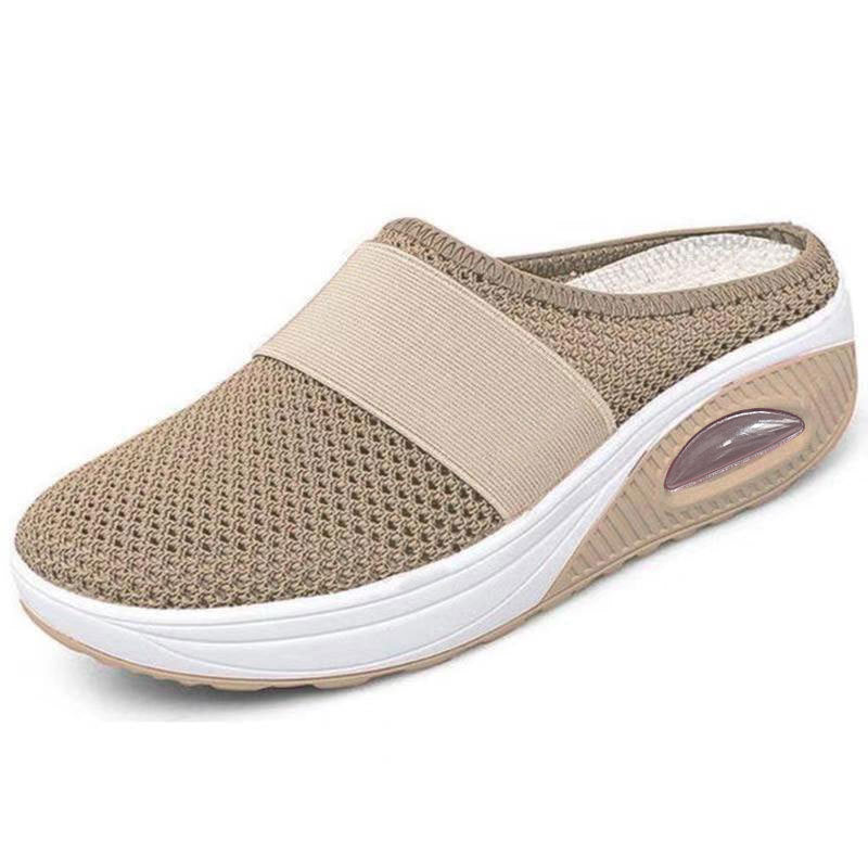 Women's Mesh Knit Slip-On Loafers - Comfortable Air Cushion Wedge Casual Shoes