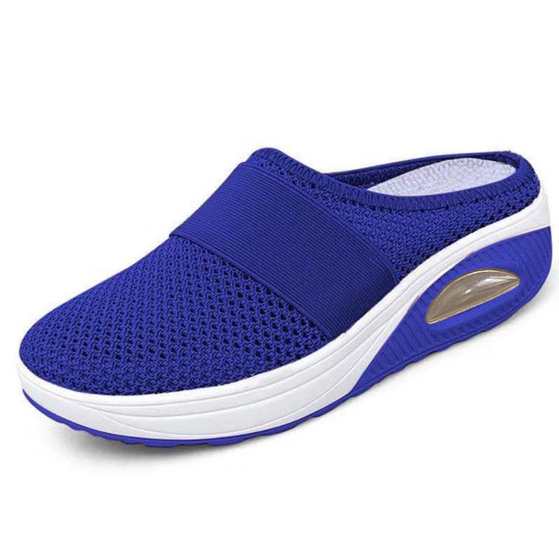 Women's Mesh Knit Slip-On Loafers - Comfortable Air Cushion Wedge Casual Shoes