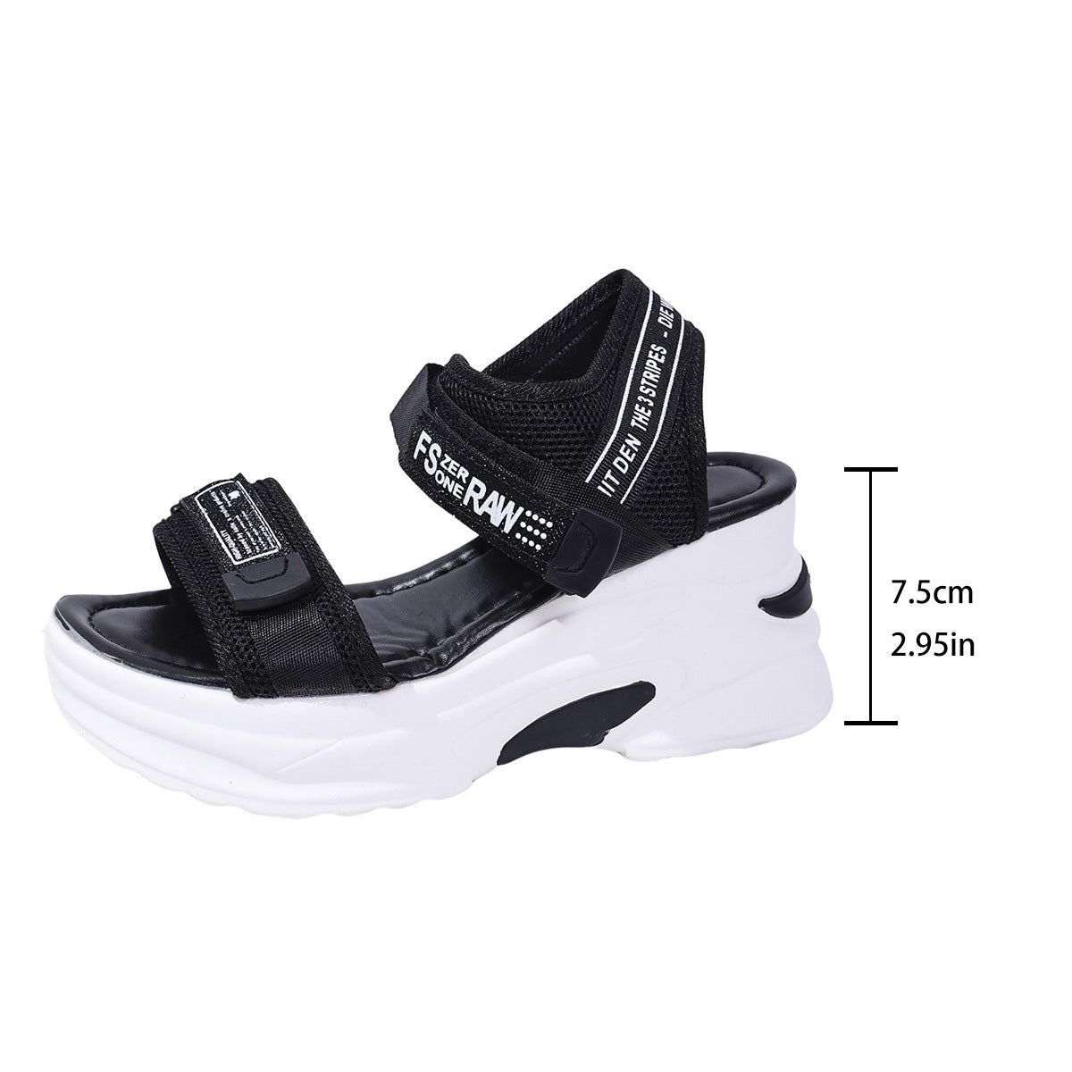 7.5cm Platform Sport Sandals - Comfy Velcro Summer Shoes