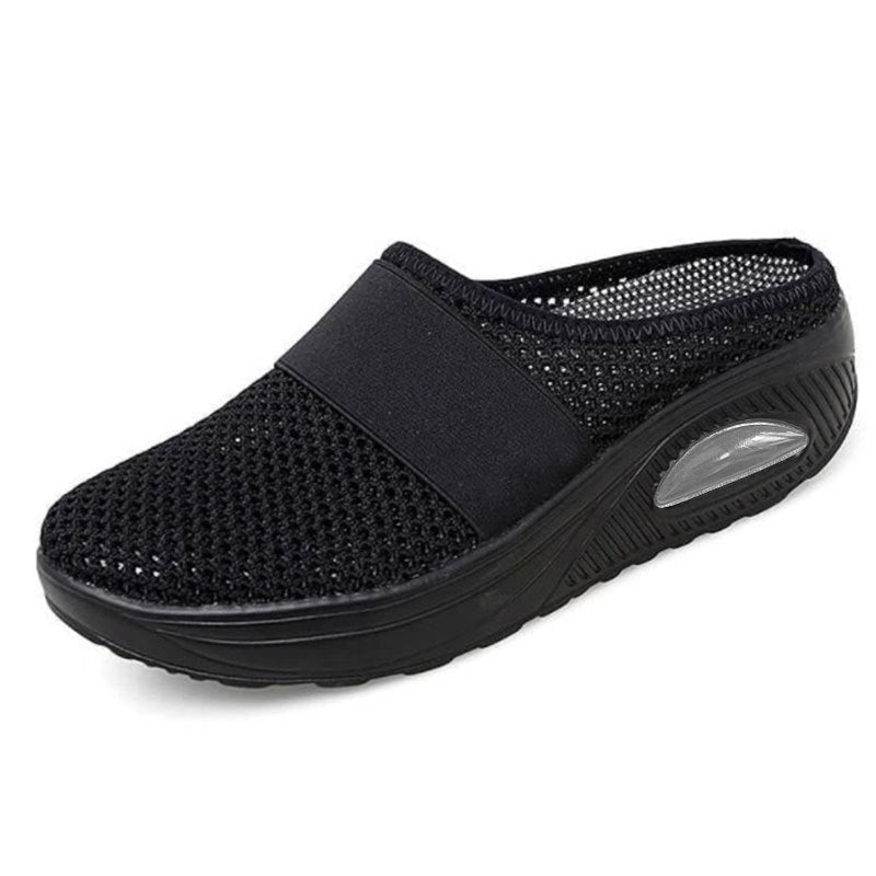 Women's Mesh Knit Slip-On Loafers - Comfortable Air Cushion Wedge Casual Shoes