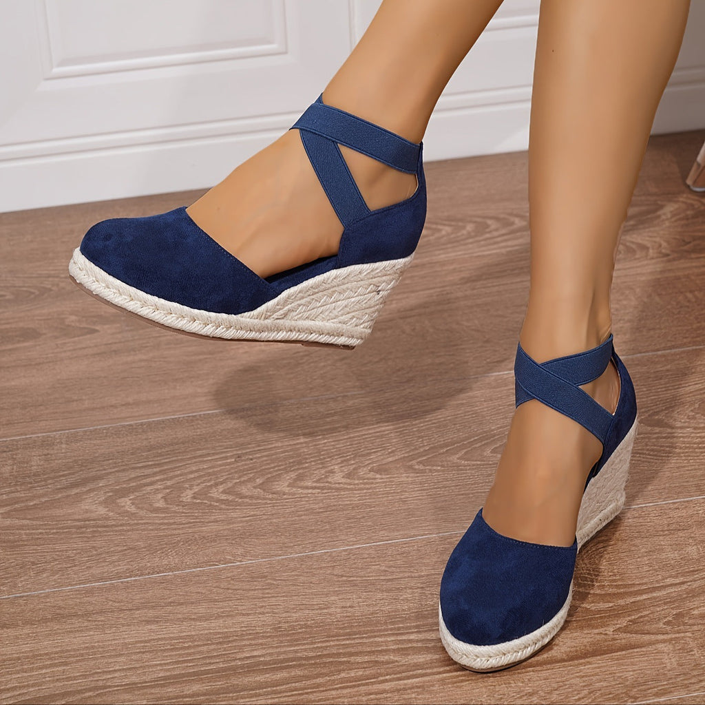Women's 8CM Wedge Espadrille Sandals – Ankle Strap Platform Wedges