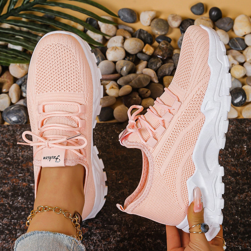 Lightweight Breathable Knit Chunky Sneakers – Women’s Platform Dad Shoes