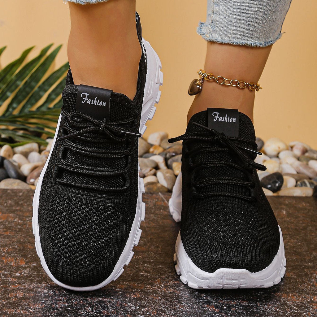 Lightweight Breathable Knit Chunky Sneakers – Women’s Platform Dad Shoes