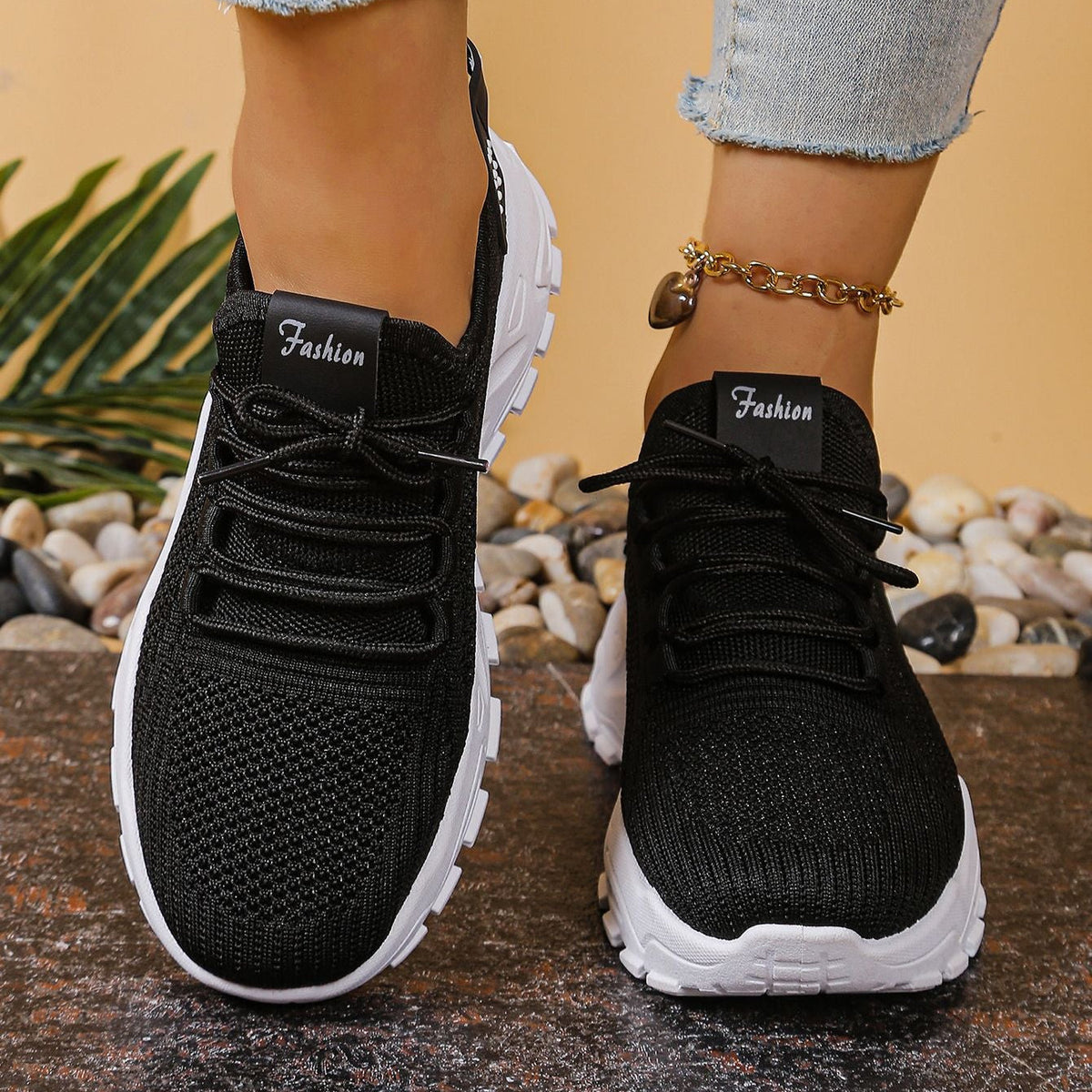 Lightweight Breathable Knit Chunky Sneakers – Women’s Platform Dad Shoes