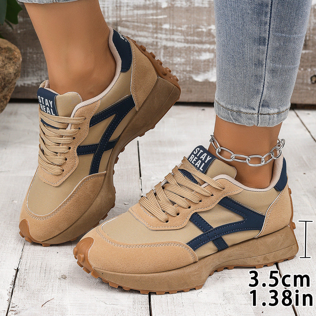 Women's Chunky Platform Sneakers – 3.5CM Thick Sole Casual Lace-Up Shoes