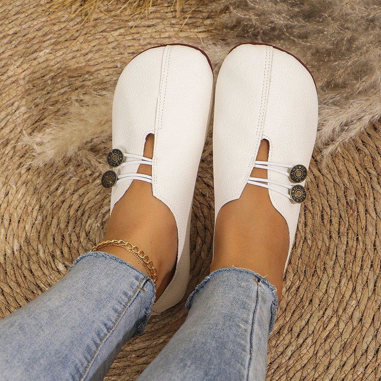 Classic Button Strap Comfort Flats – Casual Slip-On Loafers for Women