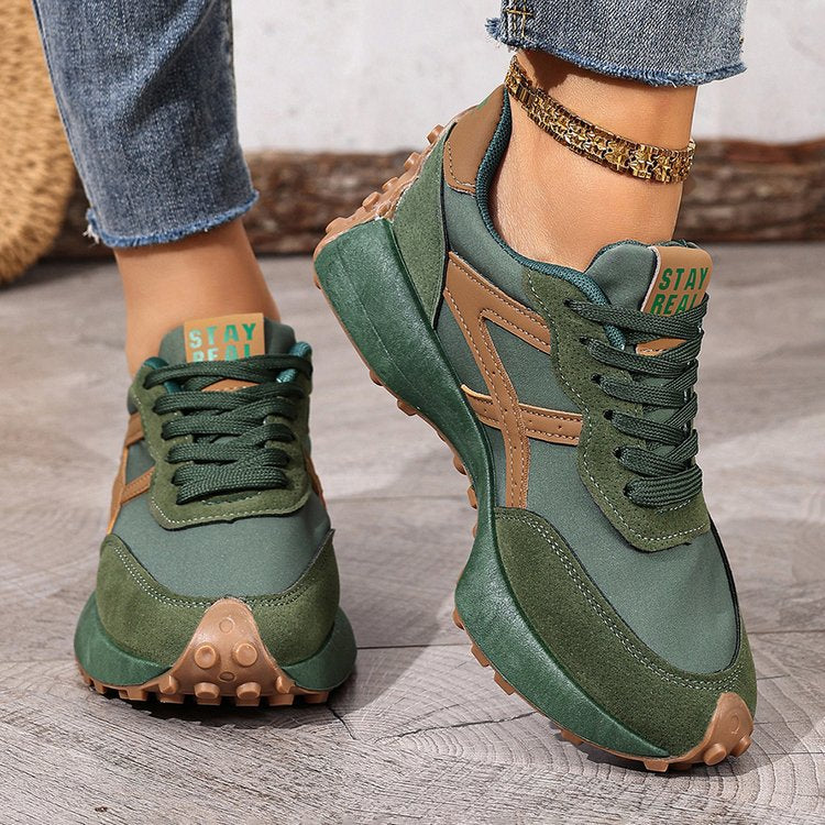 Women's Chunky Platform Sneakers – 3.5CM Thick Sole Casual Lace-Up Shoes