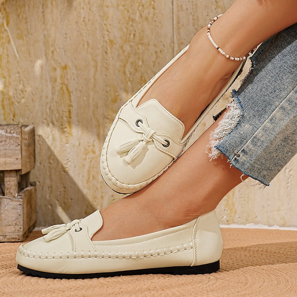 Casual Tassel Loafers for Women – Comfortable Suede Slip-On Flats
