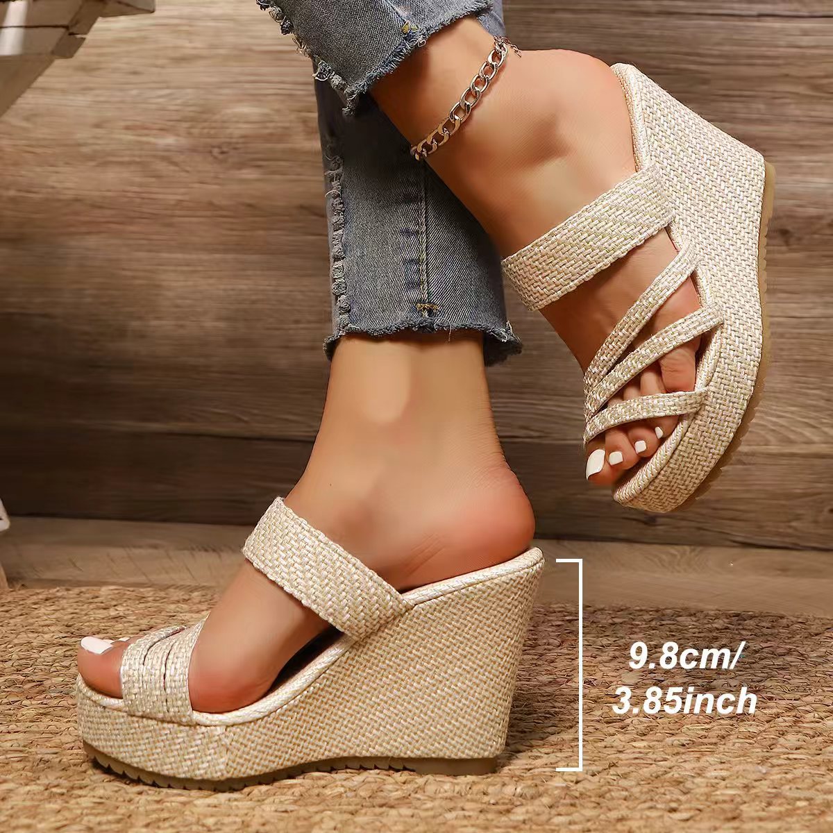Women's Criss-Cross Wedge Platform Sandals - Braided Strappy Espadrille Wedges