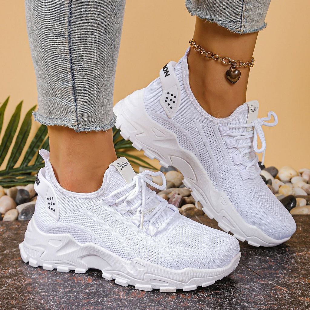 Lightweight Breathable Knit Chunky Sneakers – Women’s Platform Dad Shoes