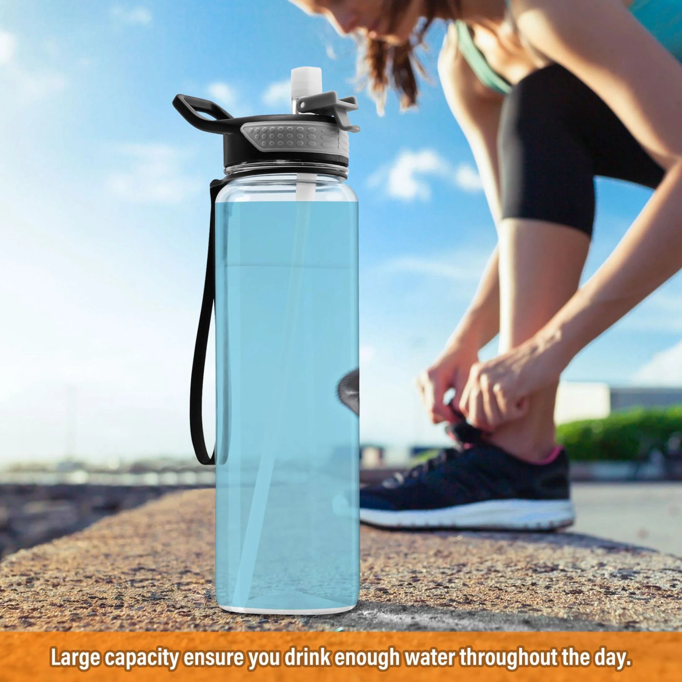 32oz Leakproof Tritan Sports Water Bottle with Straw I836838