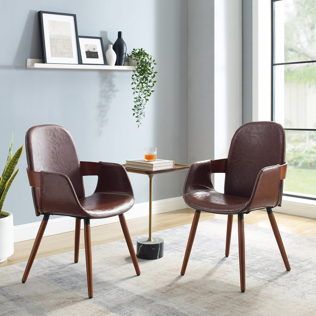 Dark Grey Upholstered Accent Side Chairs with Bamboo Legs Set of 2 U19990