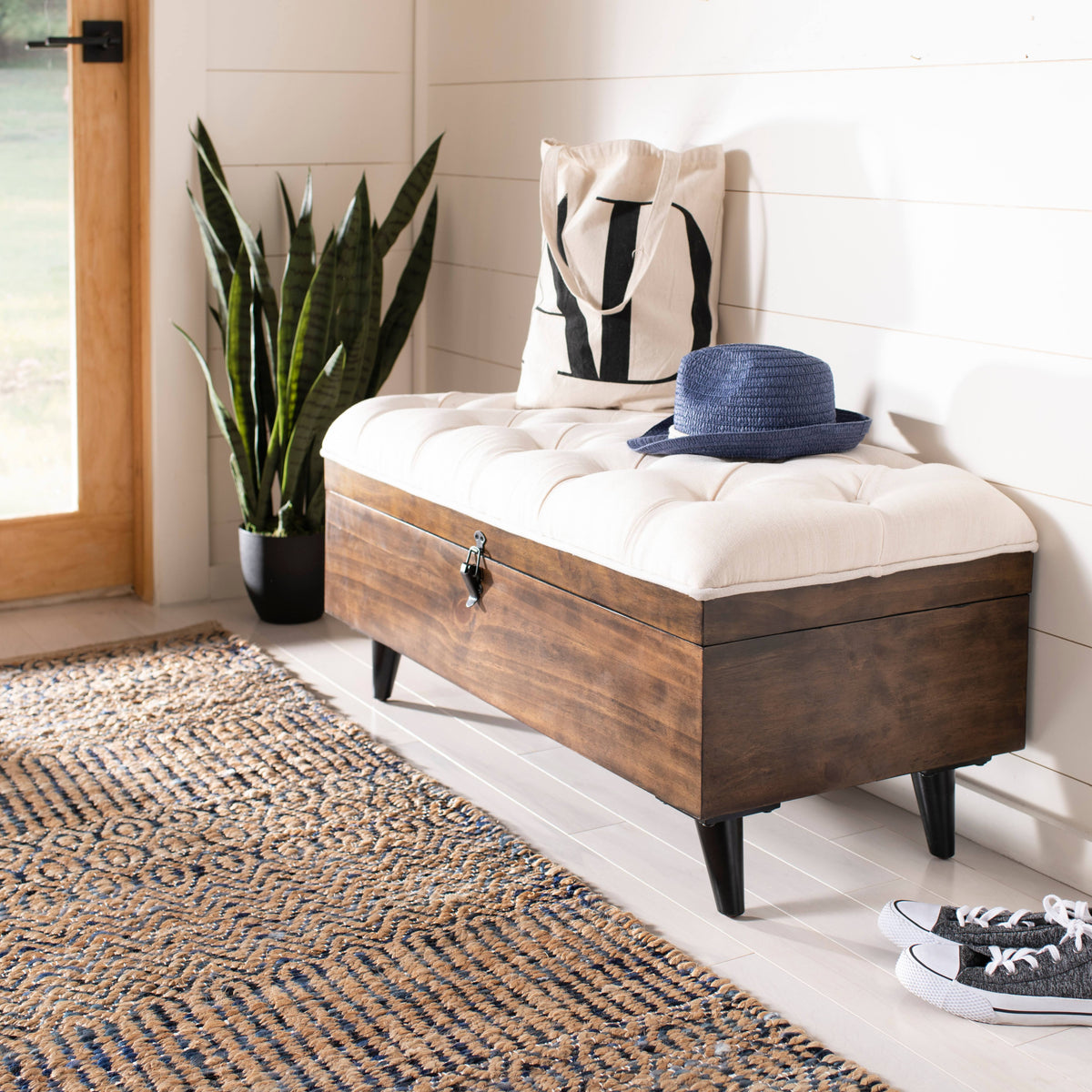 Light Beige Tufted Cocktail Ottoman R823875