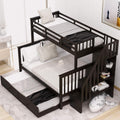 Twin Over Full Bunk Bed with 4 Storage and Staircase L8560