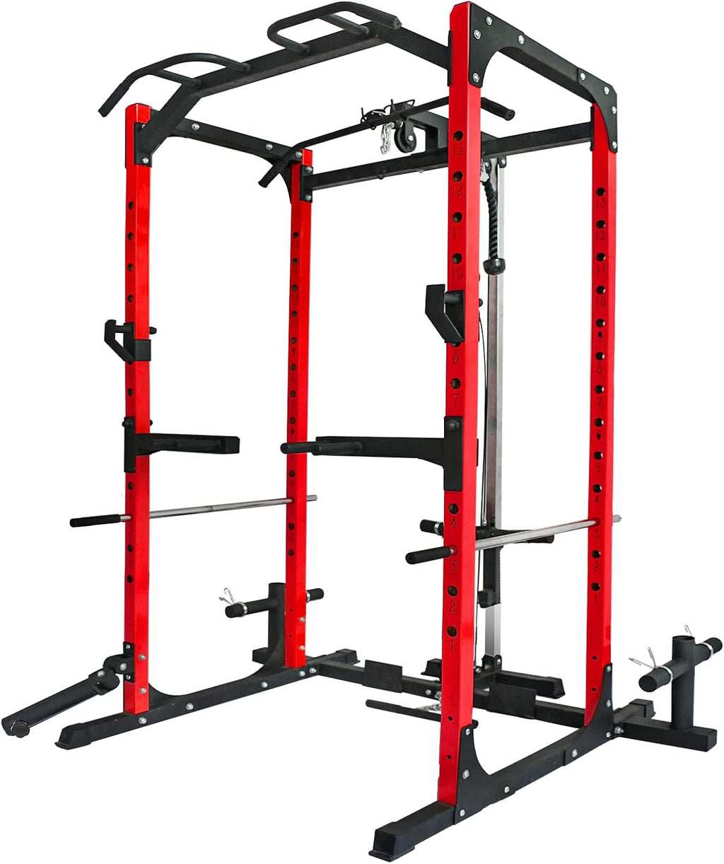 Power Cage with LAT Pulldown System, 1000LBS Capacity Power Rack B168