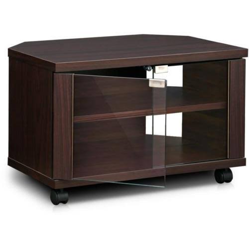 3-Tier TV Stand with Double Glass Doors and Casters, Espresso N5993