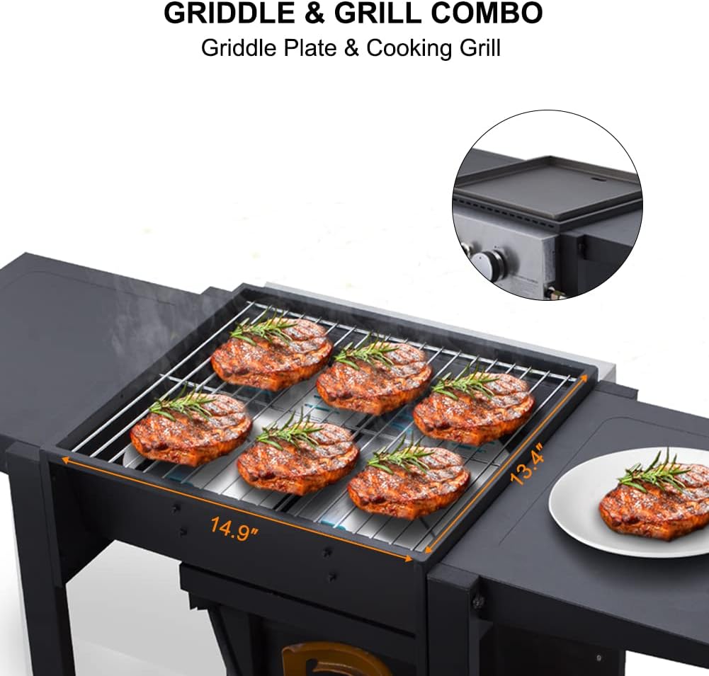 Black 2 Burner Flat Top Gas Griddle with Lid D920785