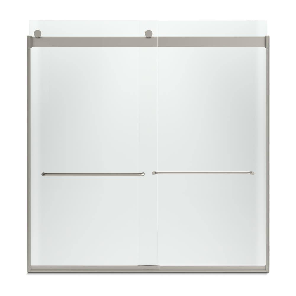 Frameless Sliding Bath Door with Frosted Glass, Matte Nickel T650