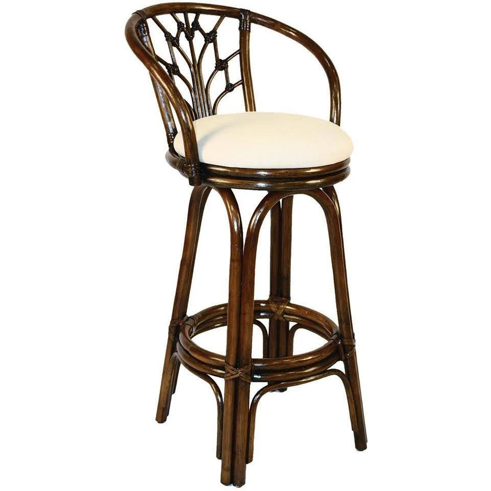 Antique Finish Swivel Rattan Counterstool Y29928