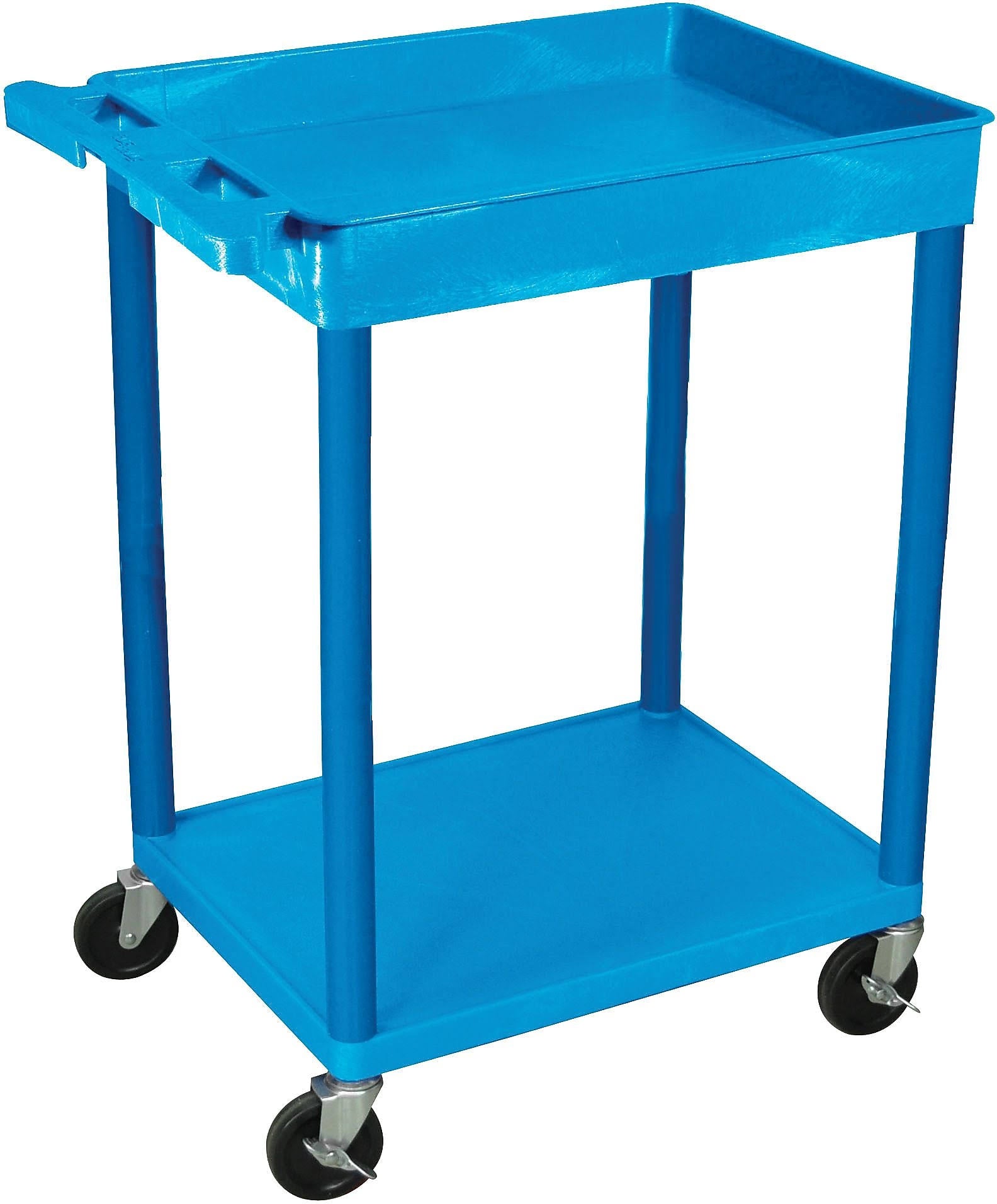 Blue Top Tub and Bottom Flat Shelf Cart W741
