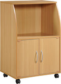 Beech Microwave Cart with Two Doors and Shelf J83658