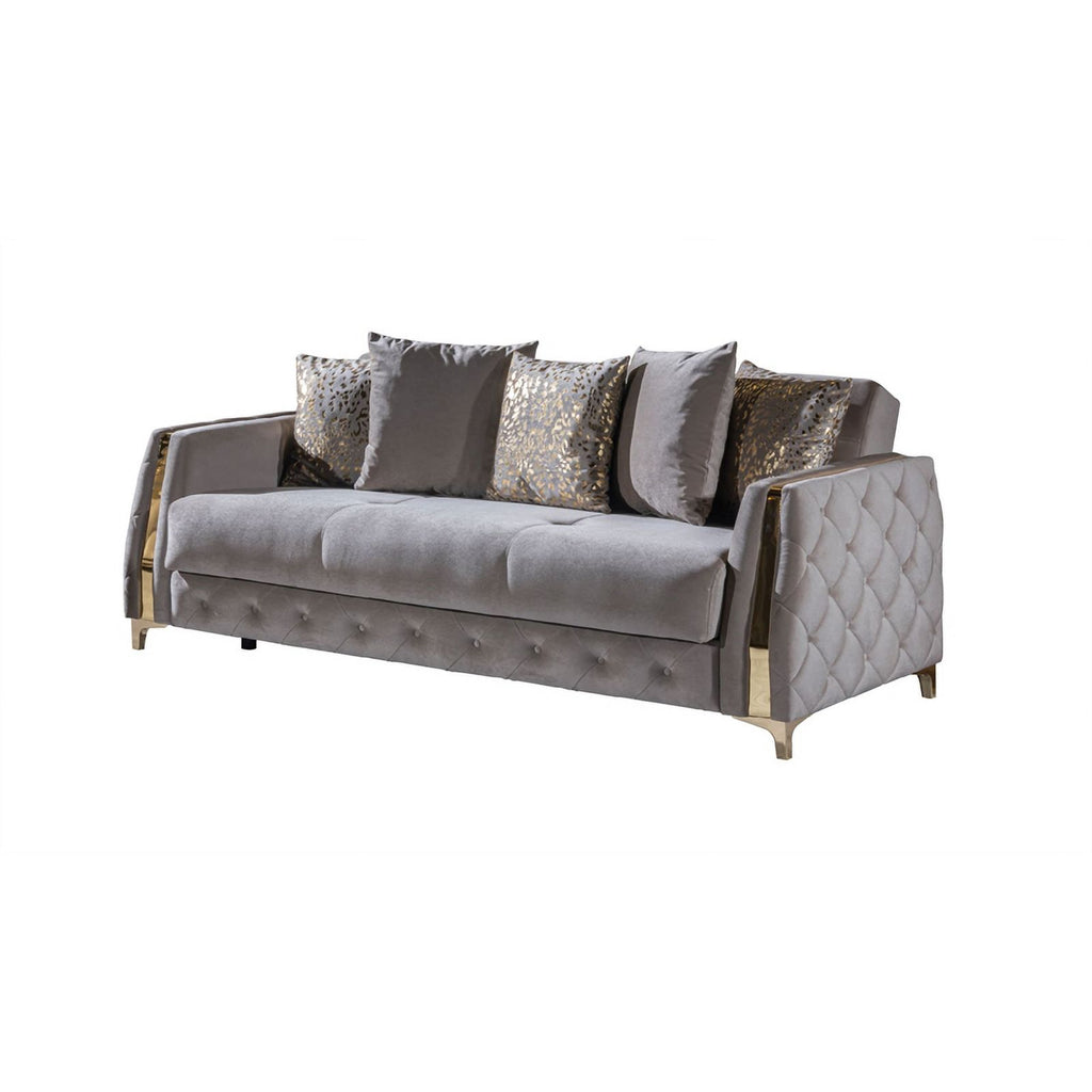Taupe Sofa with Wood and Under-seat Storage J265573