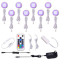 RGB LED Under Cabinet Lights Kit 8 Packs Aluminum Slim O280