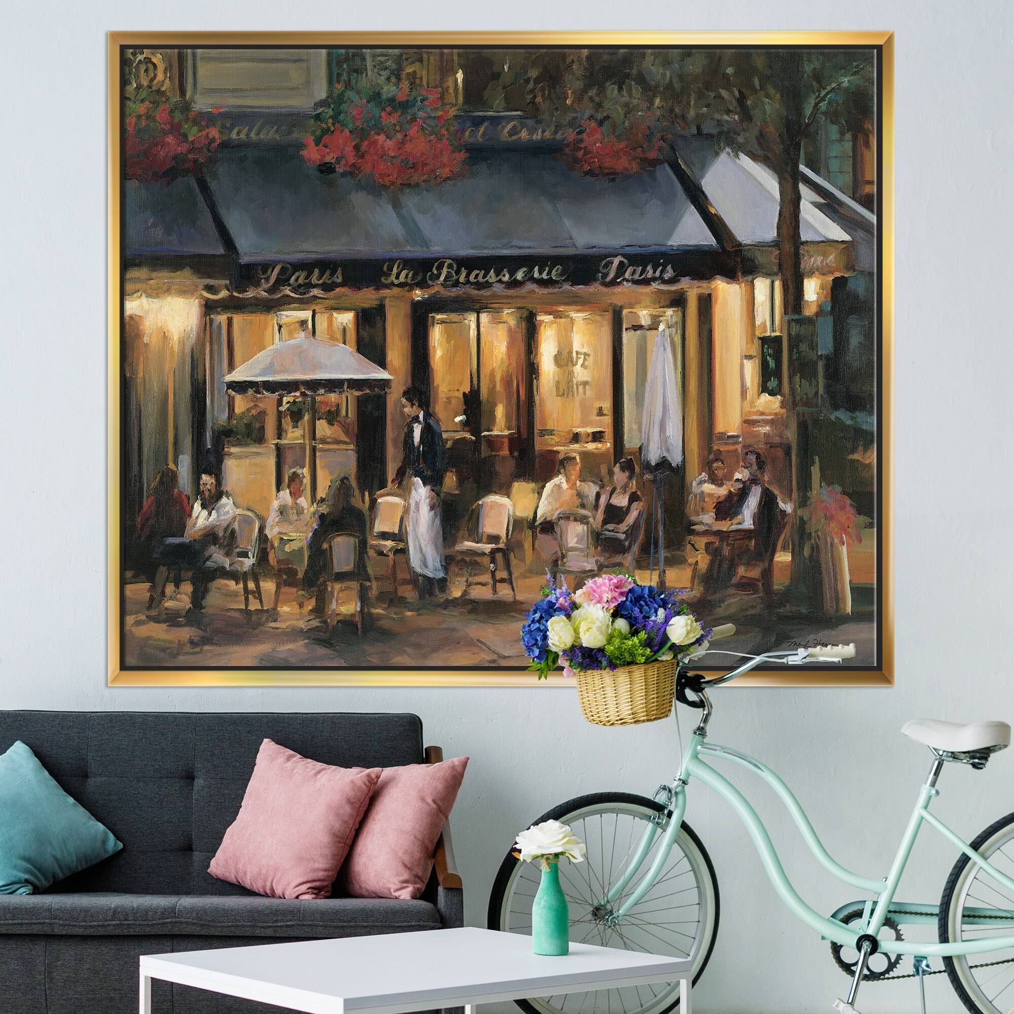 Framed Canvas - Grey - 40 in. Wide x 30 in. High - Gold M3114