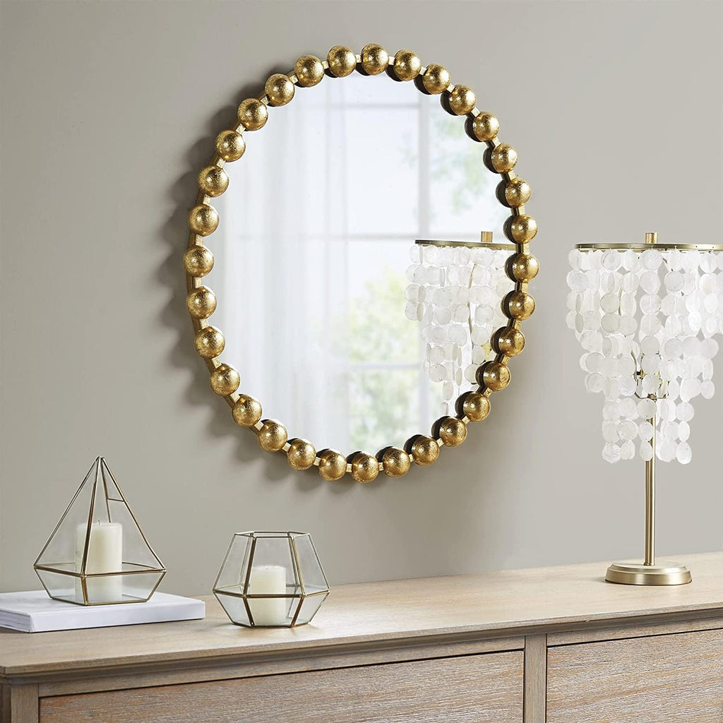 Gold Round Metal Mirror, 36 Diameter C6978