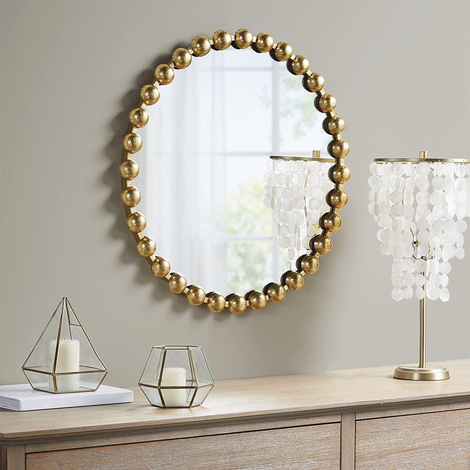 Gold Round Metal Mirror, 36 Diameter C6978