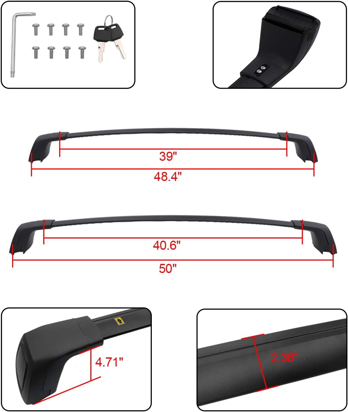 Lockable Roof Rack Cross Bars for Hyundai Palisade 2019-2022 I934522
