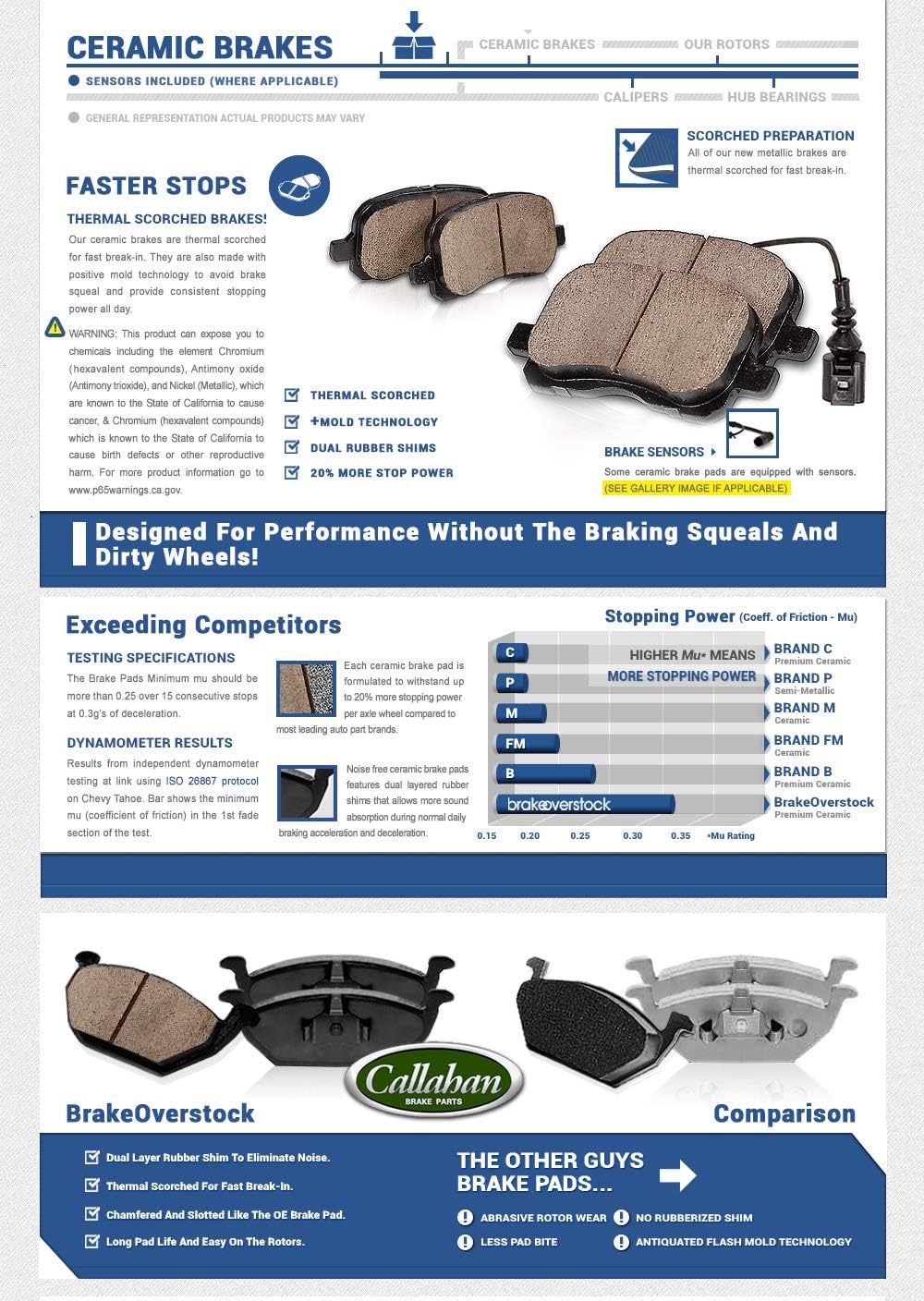FRONT 295mm 6 Lug Rotors + Brake Pads + Clips I481