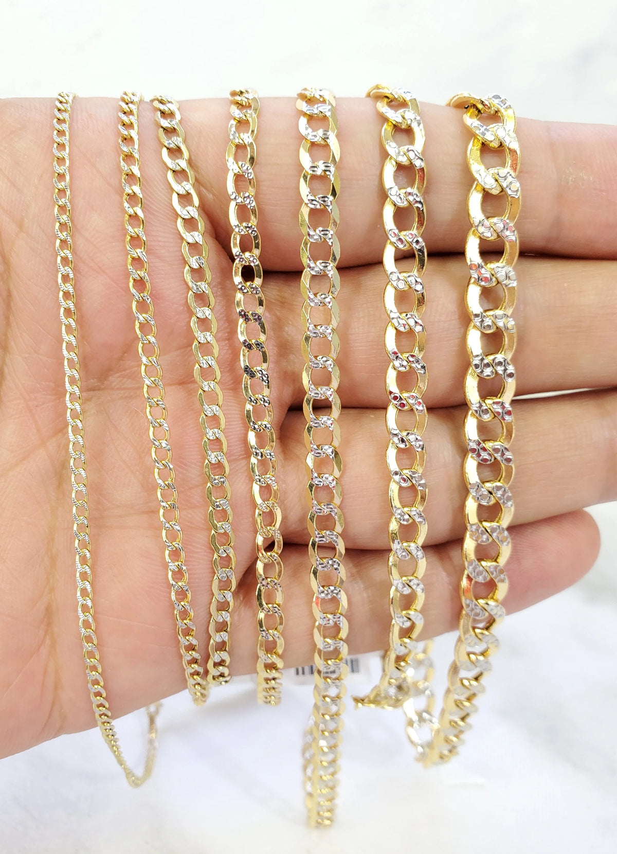 10K Hollow Two Tone Yellow & White Gold Cuban Link Necklace 4.5mm 20" K1903