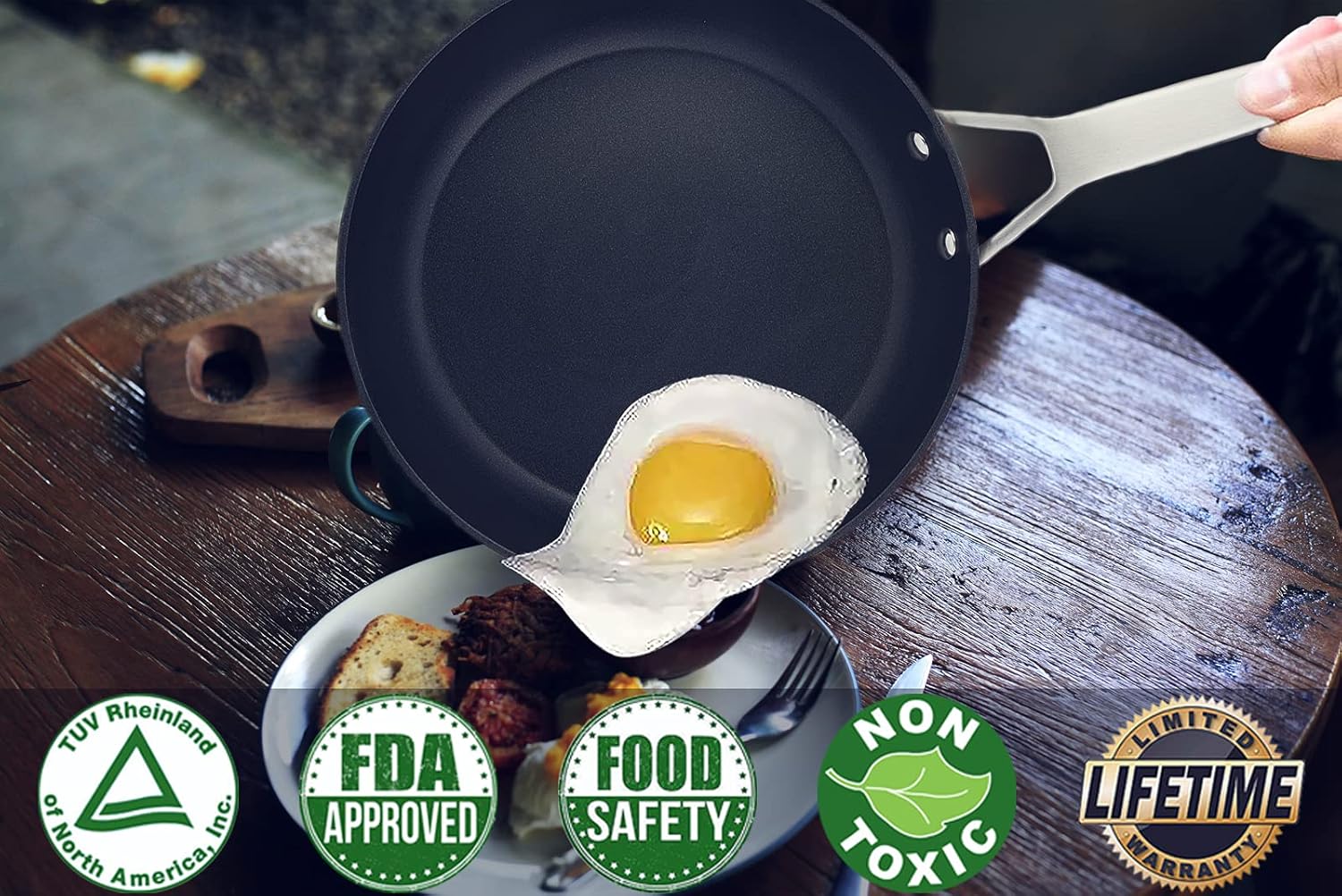 10-inch Nonstick Stainless-steel Frying Pan with Lid O51313