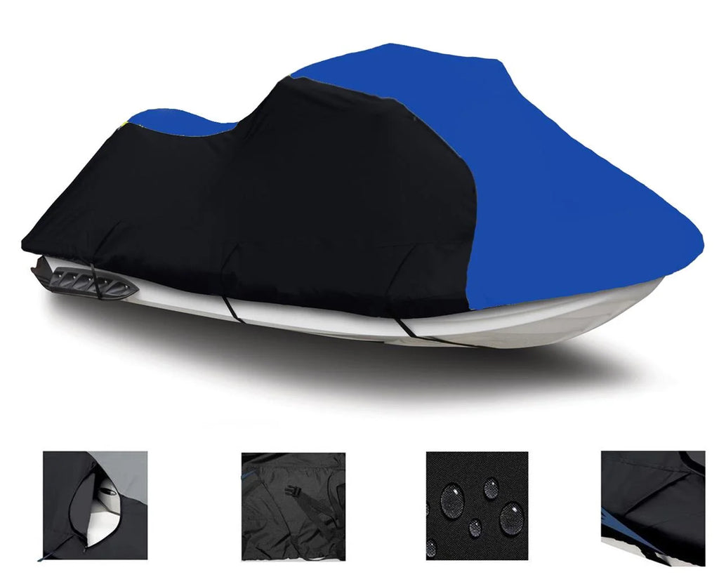 BLACK / BLUE HEAVY-DUTY 600 DENIER Jet Ski PWC Watercraft Cover Q727