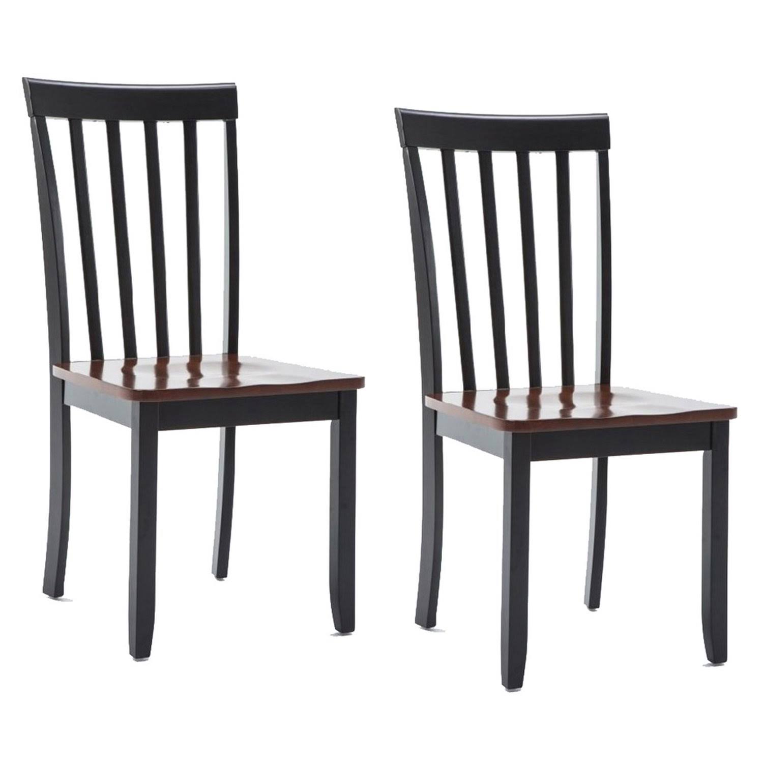 Brown and Black Wooden Dining Chair Set of 2 W72410