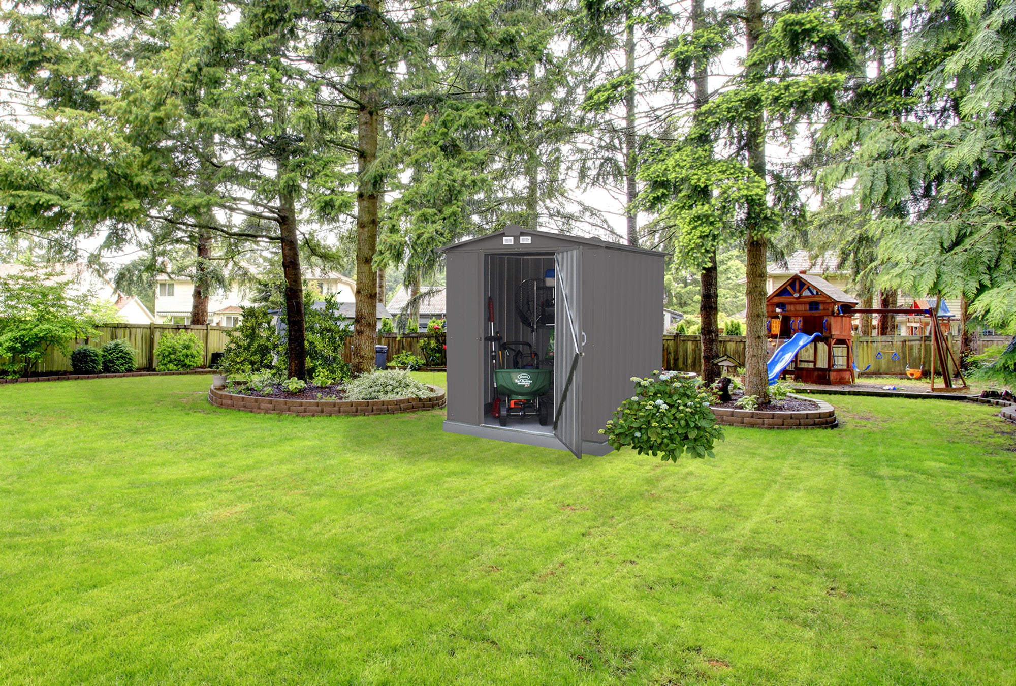 6 x 5 ft Galvanized Steel Storage Shed Q515487