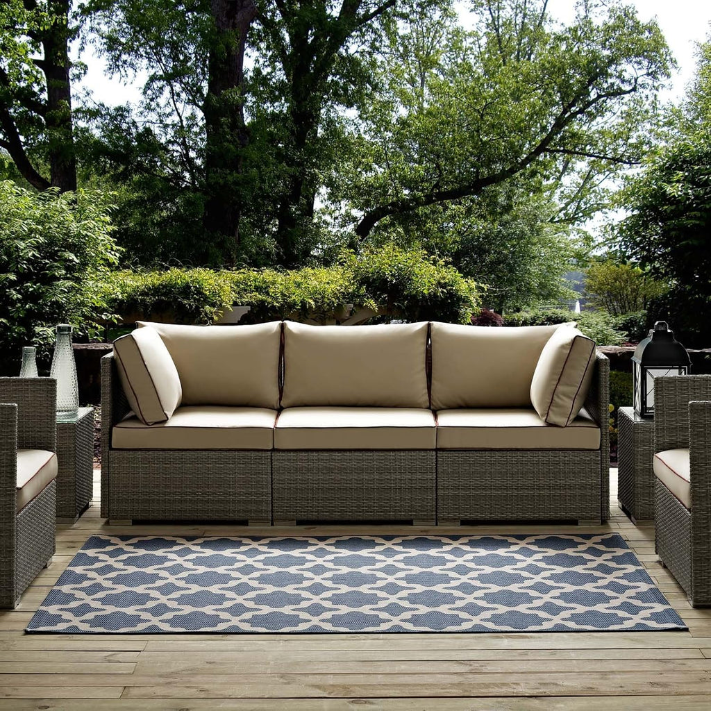 Black and Beige 8x10 Indoor and Outdoor Rug E9727