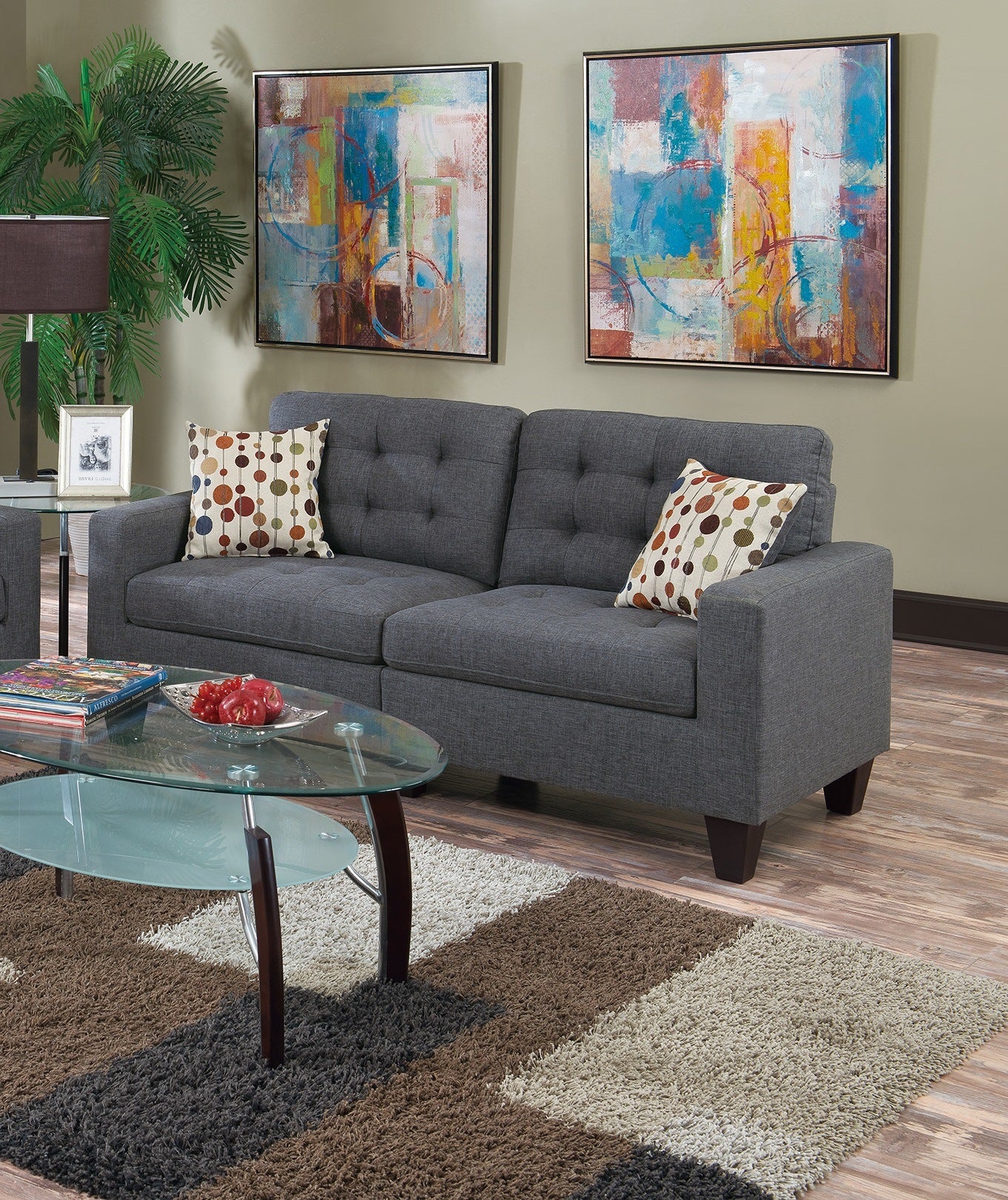 Tufted Sofa Set with Accent Pillows W844