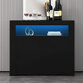Black High Gloss Sideboard Buffet Storage Cabinet with Led Lights, 2 Doors S708978