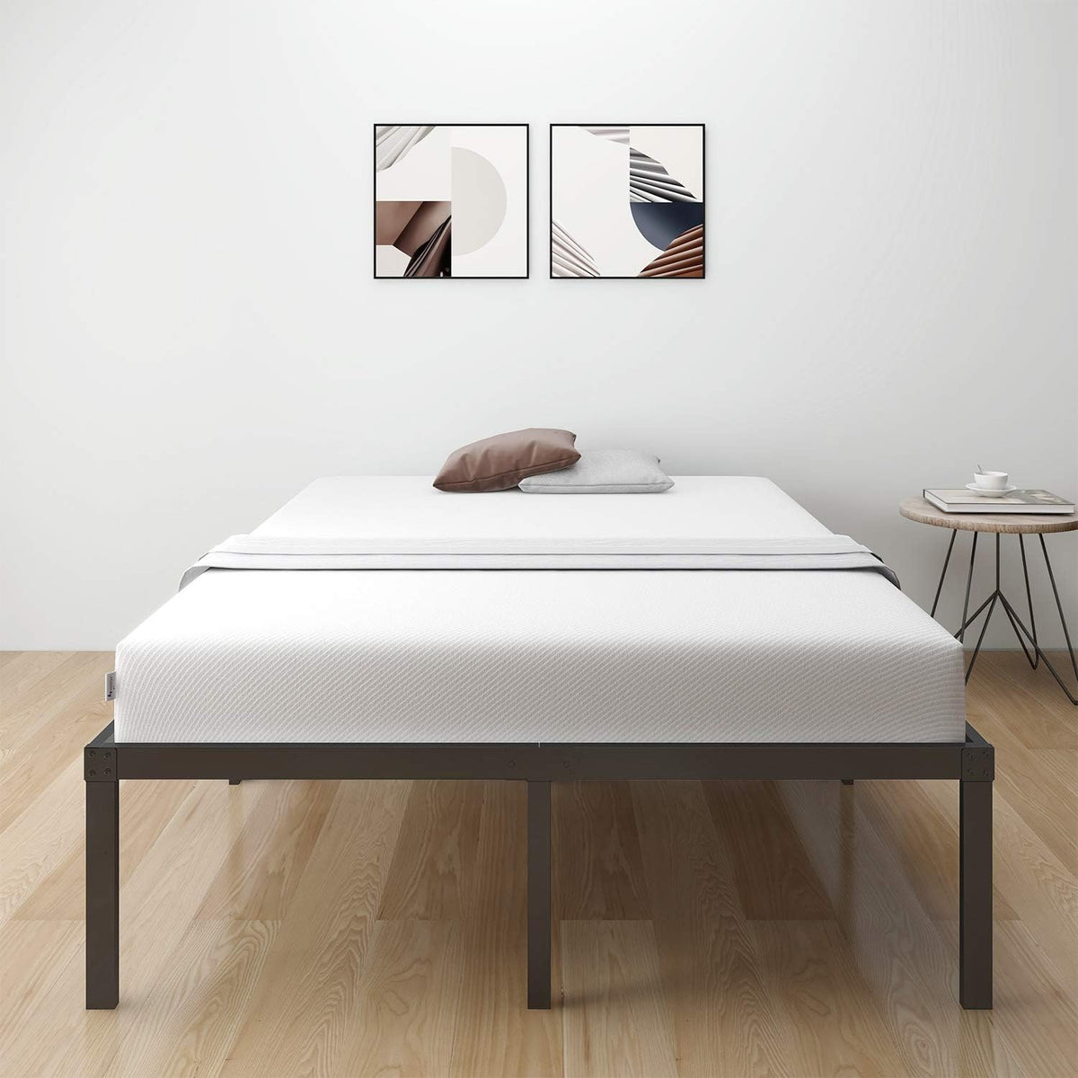 18 Inch Metal Platform Bed Frame with Steel Slats R9325