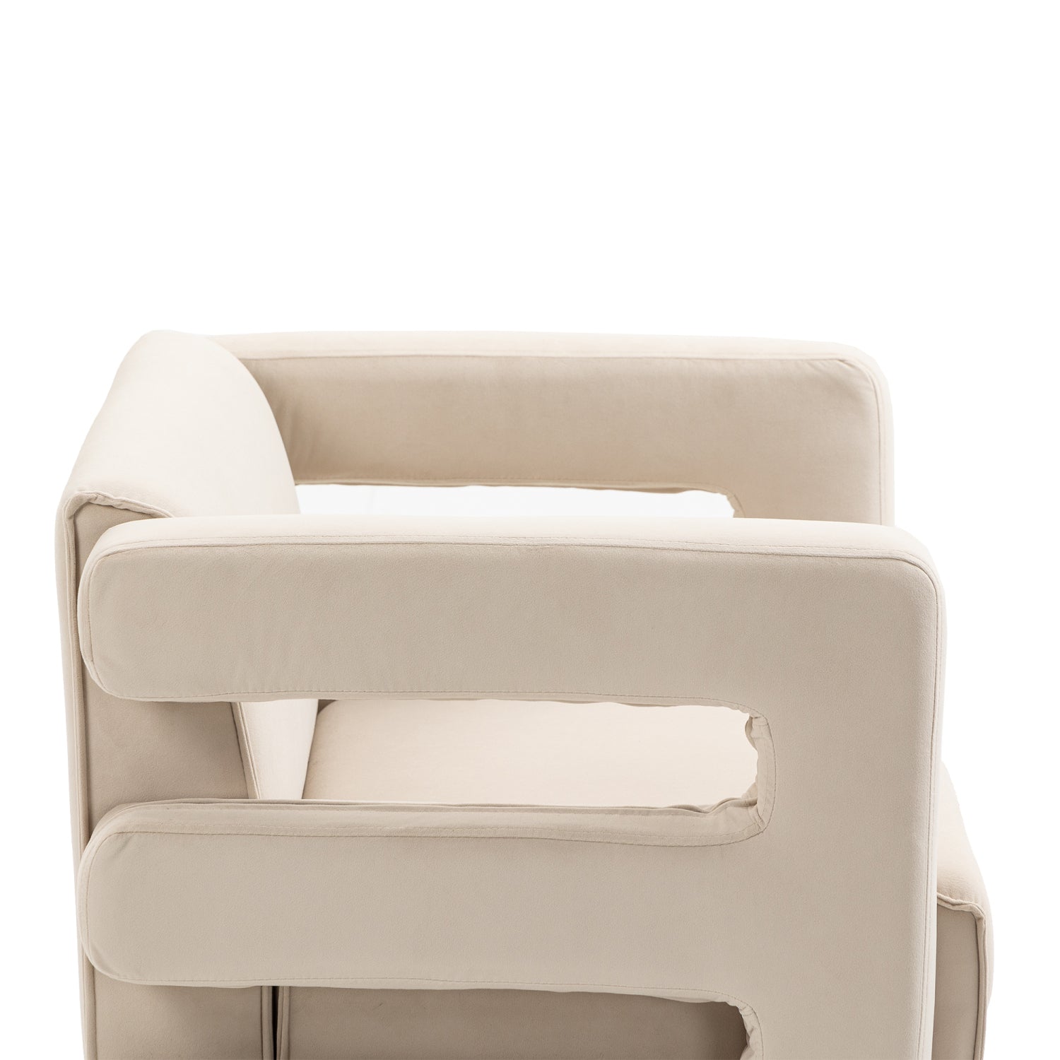 Beige Swivel Upholstered Tufted Velvet Accent Chair with Metal Stand V9861