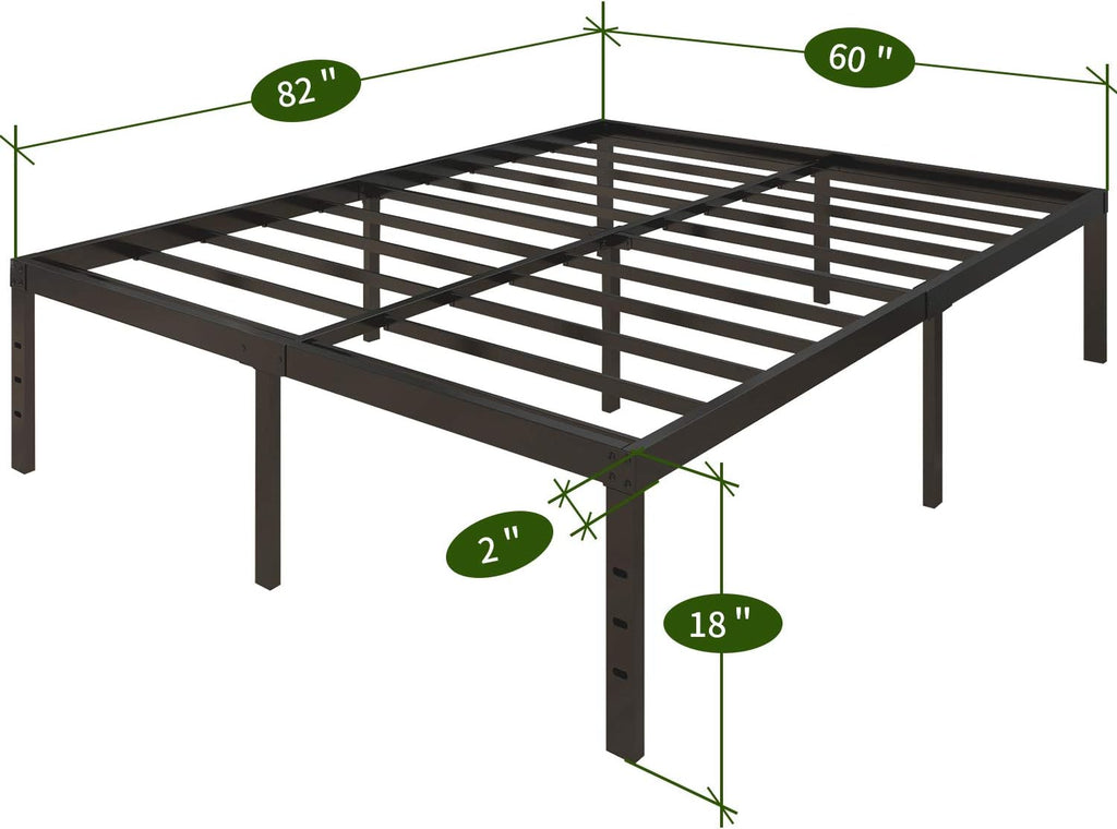 18 Inch Metal Platform Bed Frame with Steel Slats R9325