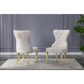 Cream Velvet Side Chairs with Gold Stainless Steel Legs T17846