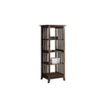 4 Tier Wooden Frame Bookcase with Slatted Side Panels, Brown K227963